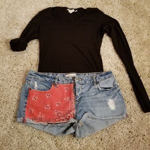 Patchwork Denim Shorts